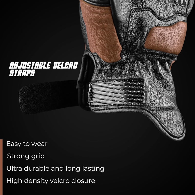 JAG J.A.G. Motorcycle Gloves - Premium Leather Perforated Motorcycle Gloves for Men with Knuckle Protection | Touchscreen Motorbike Riding Gloves - Image 5